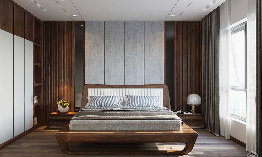 Giường ngủ chất liệu óc chó bền bỉ và sang trọng