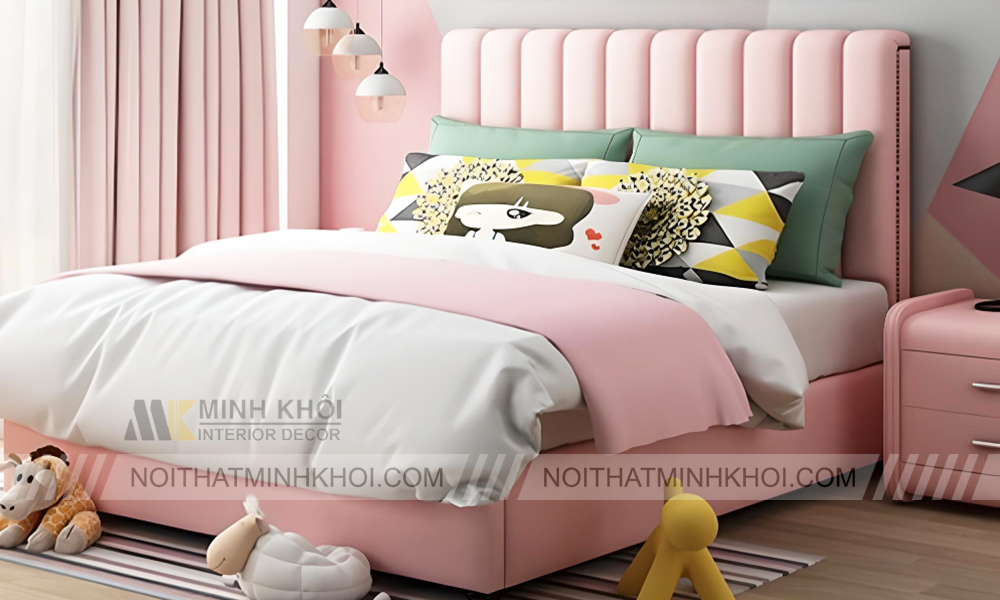 Giường công chúa hiện đại đẹp mắt màu hồng