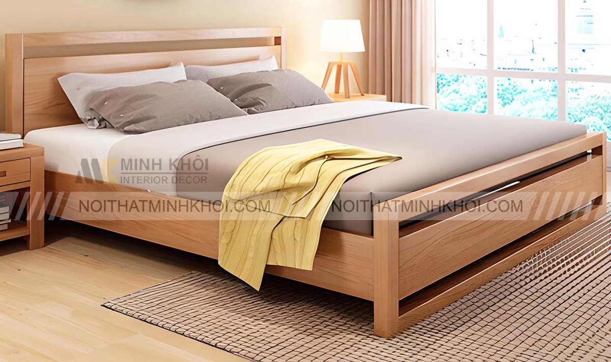 Giường Ngủ Đẹp Gỗ Sồi Mỹ Hiện Đại - GN1030