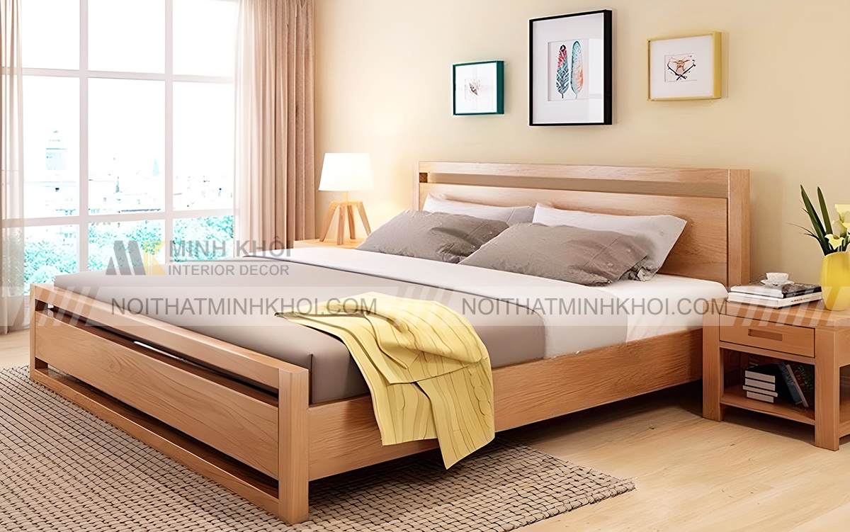 Giường Ngủ Đẹp Gỗ Sồi Mỹ Hiện Đại - GN1030
