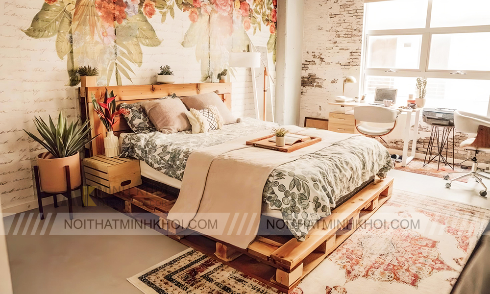 Giường ngủ vintage phong cách lãng mạn