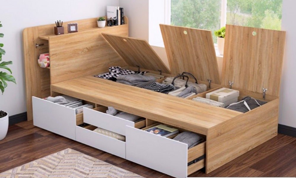 Giường ngủ gỗ công nghiệp kết hợp ngăn kéo