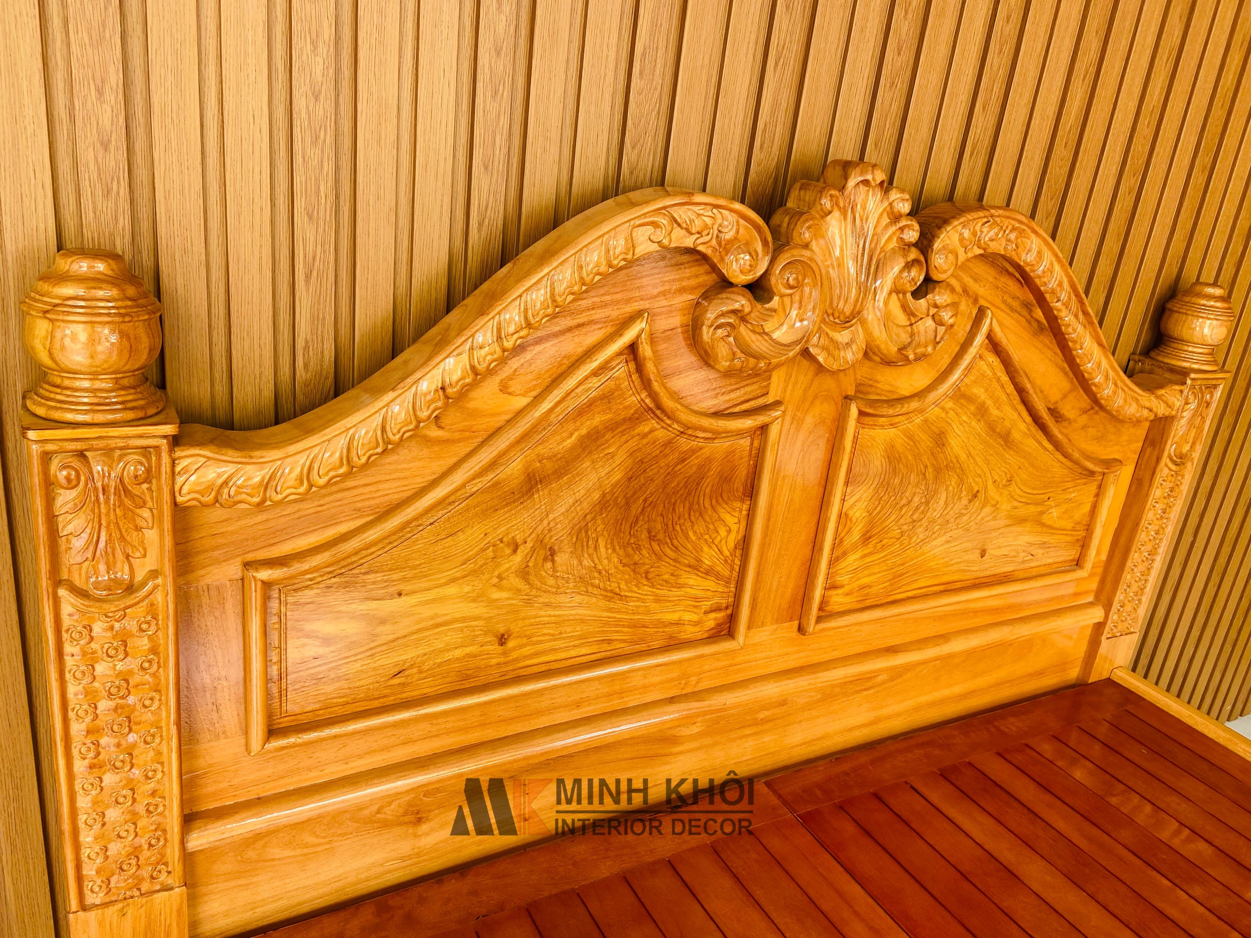 Giường Ngủ Gõ Đỏ 1m8 Cổ Điển – GN1054