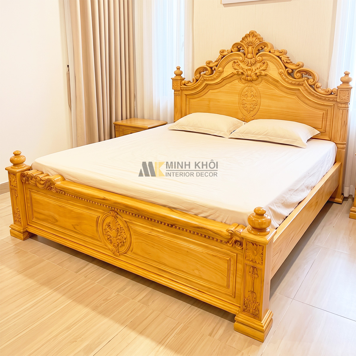Giường Ngủ Gỗ Gõ Đỏ Tân Cổ Điển Cao Cấp - GN433