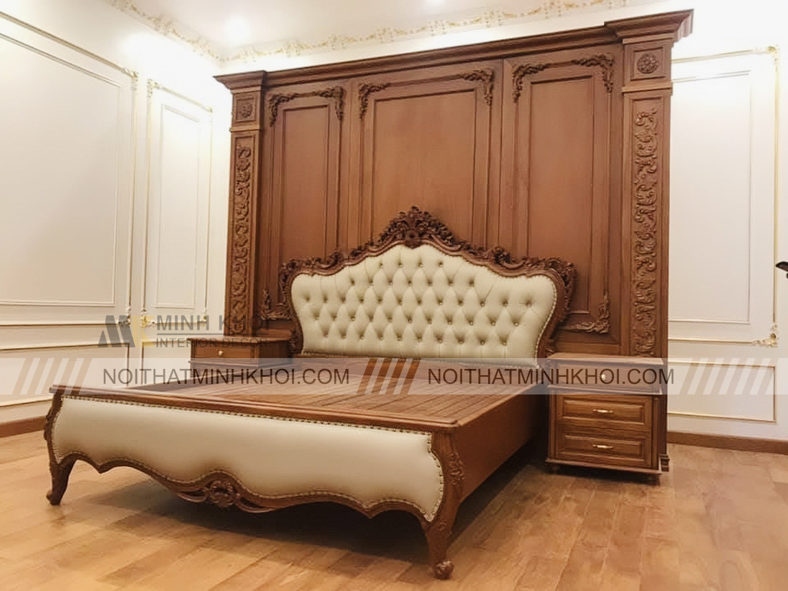 Giường Ngủ Gõ Đỏ Hoàng Gia Cao Cấp - GN398