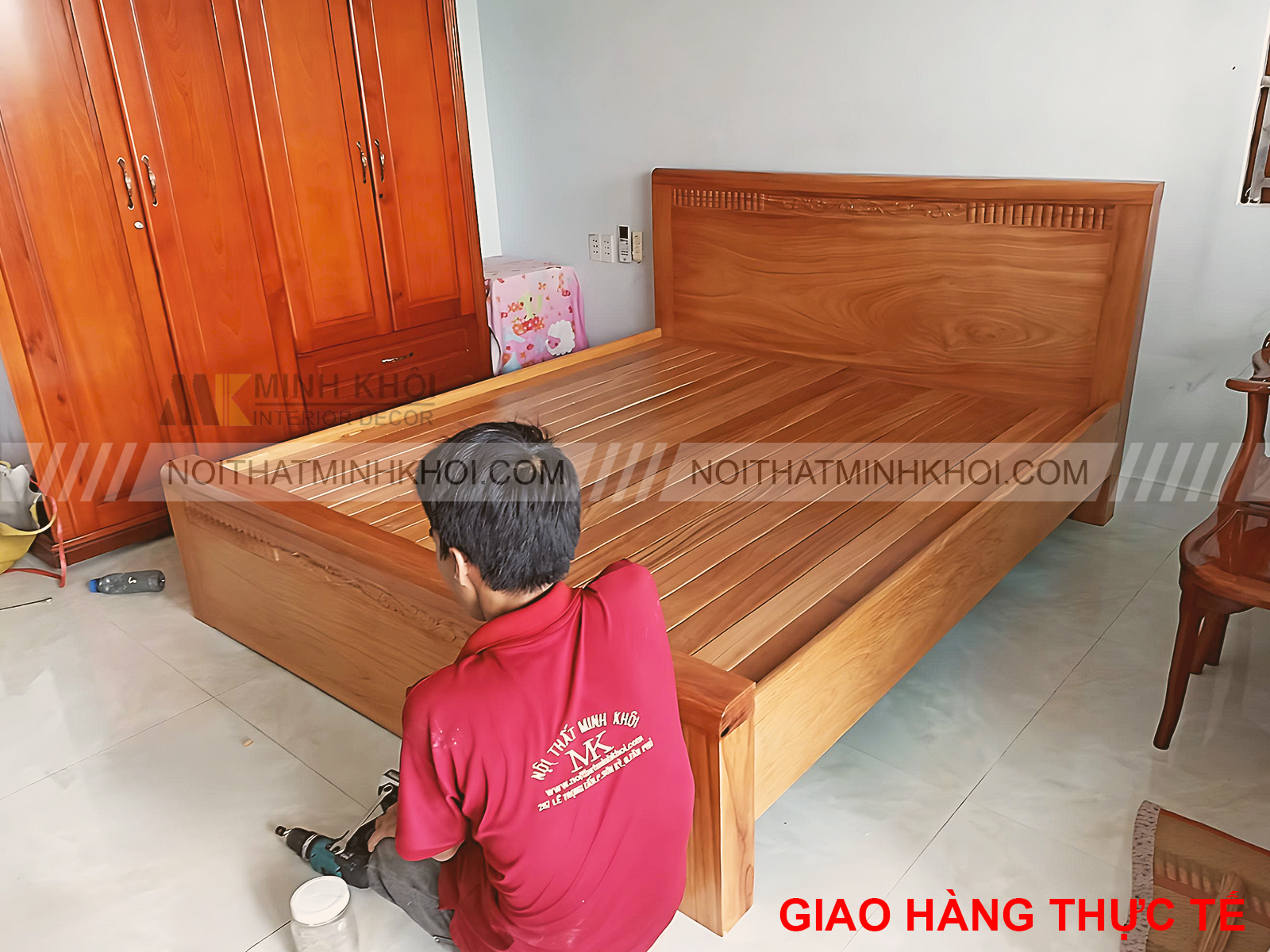 Giường Ngủ Gỗ Gõ Đỏ Cao Cấp Hiện Đại - GN310