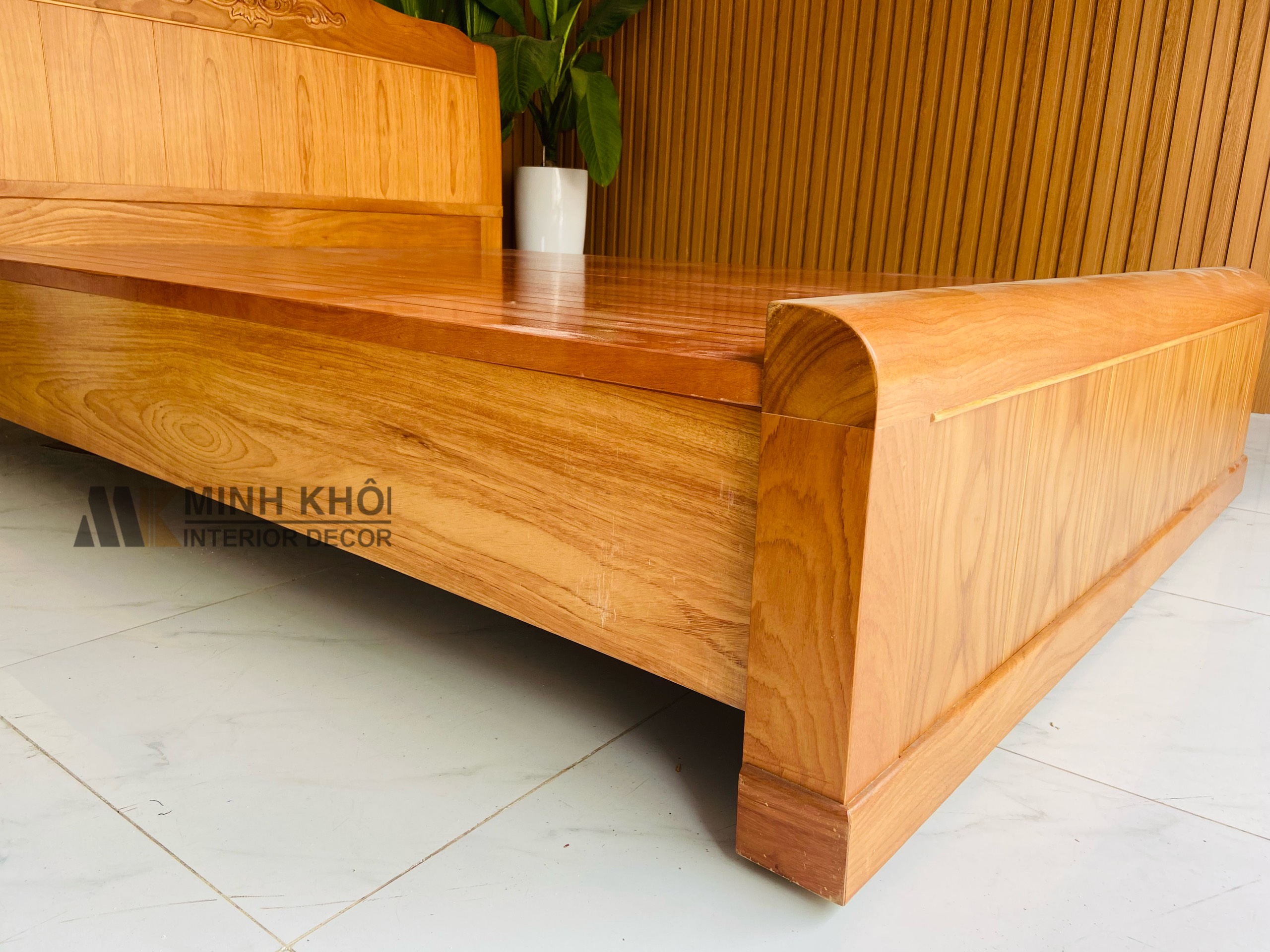 Giường Ngủ Gỗ Gõ Đỏ Đầu Cong  - GN1026