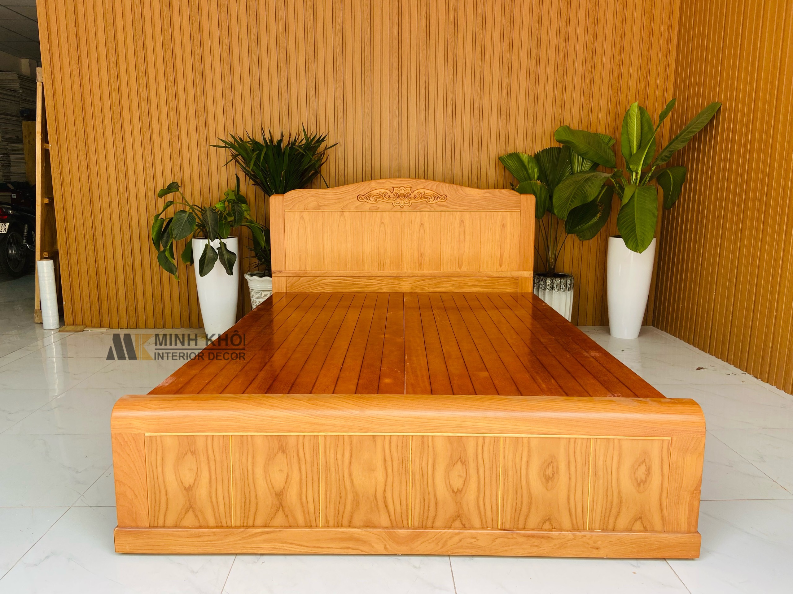 Giường Ngủ Gỗ Gõ Đỏ Đầu Cong  - GN1026