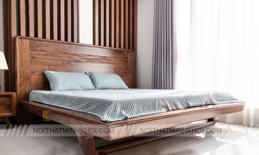 Giường ngủ gỗ óc chó cao cấp sang trọng