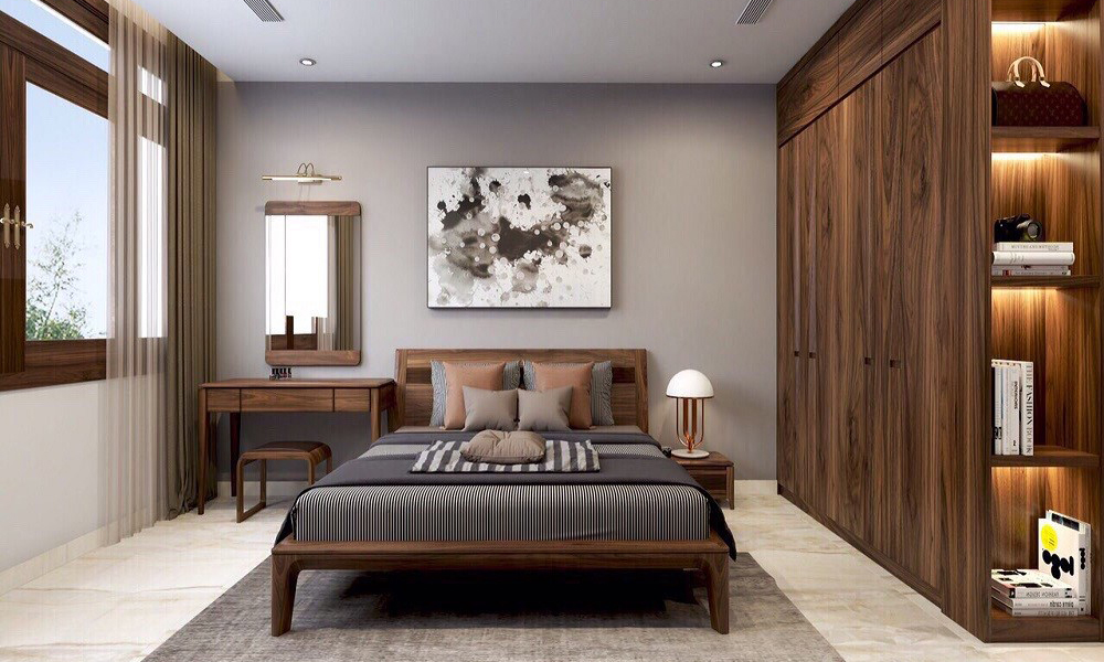 Giường ngủ gỗ óc chó sang trọng giá rẻ