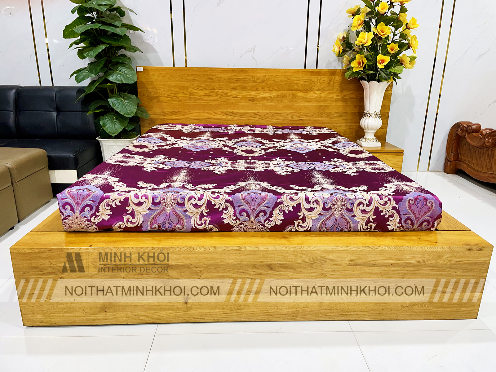 Giường Ngủ Kiểu Nhật Có Hộc Kéo Gỗ Sồi Tự Nhiên - GN503