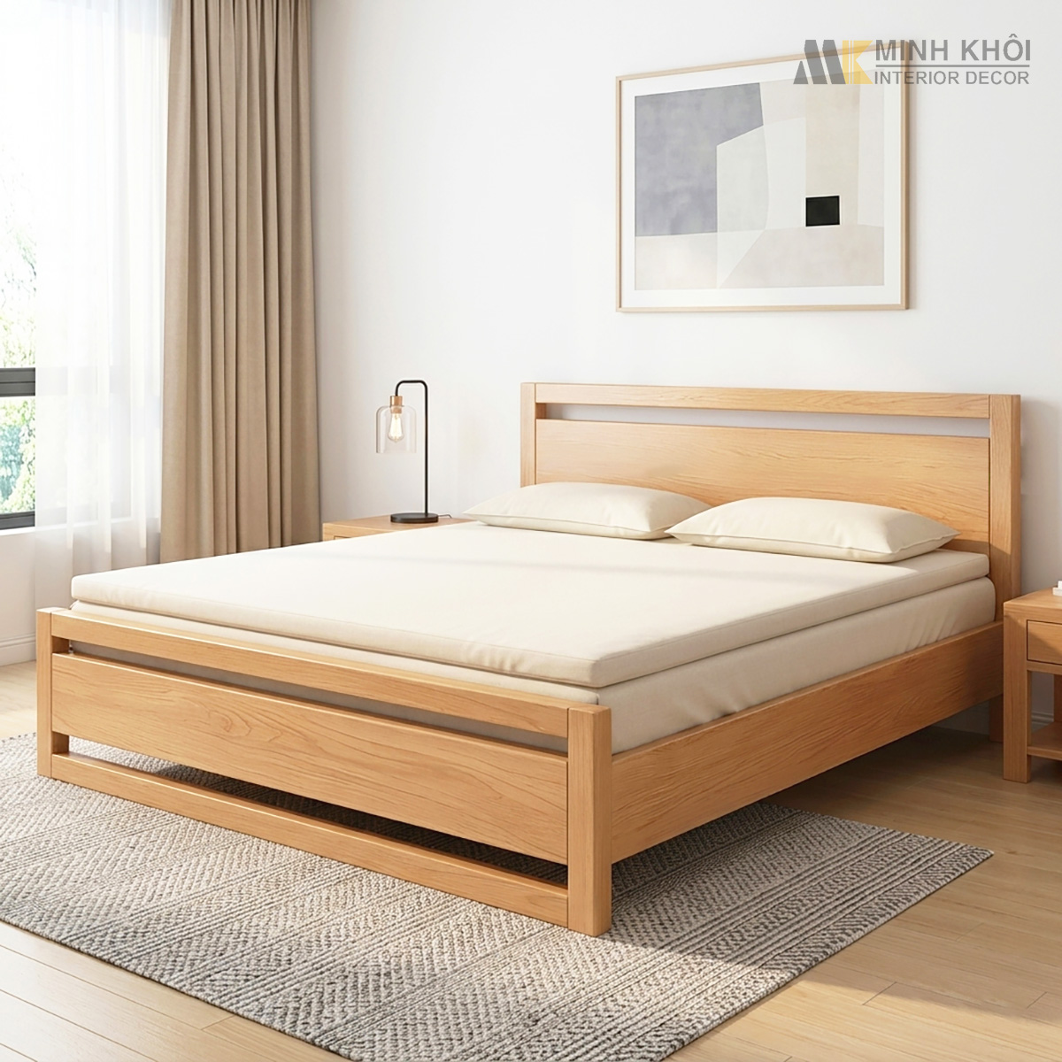Giường Ngủ Đẹp Gỗ Sồi Mỹ Hiện Đại - GN1030
