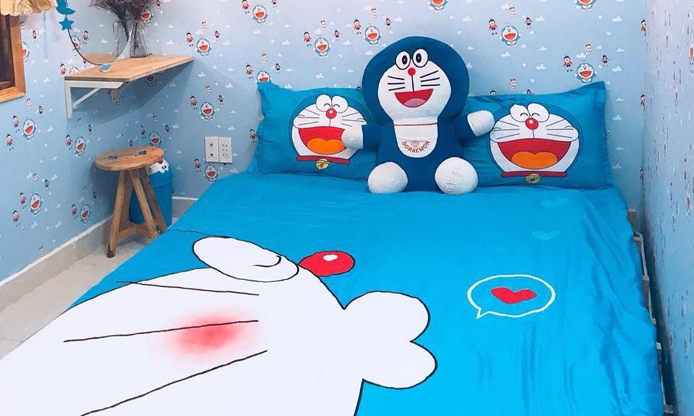 Giường ngủ hình doremon đơn giản nhưng đẹp mắt