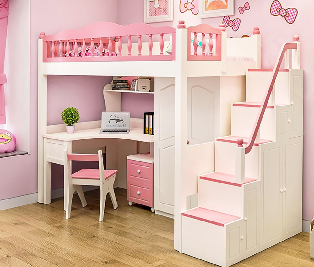 Giường ngủ kết hợp bàn học công chúa