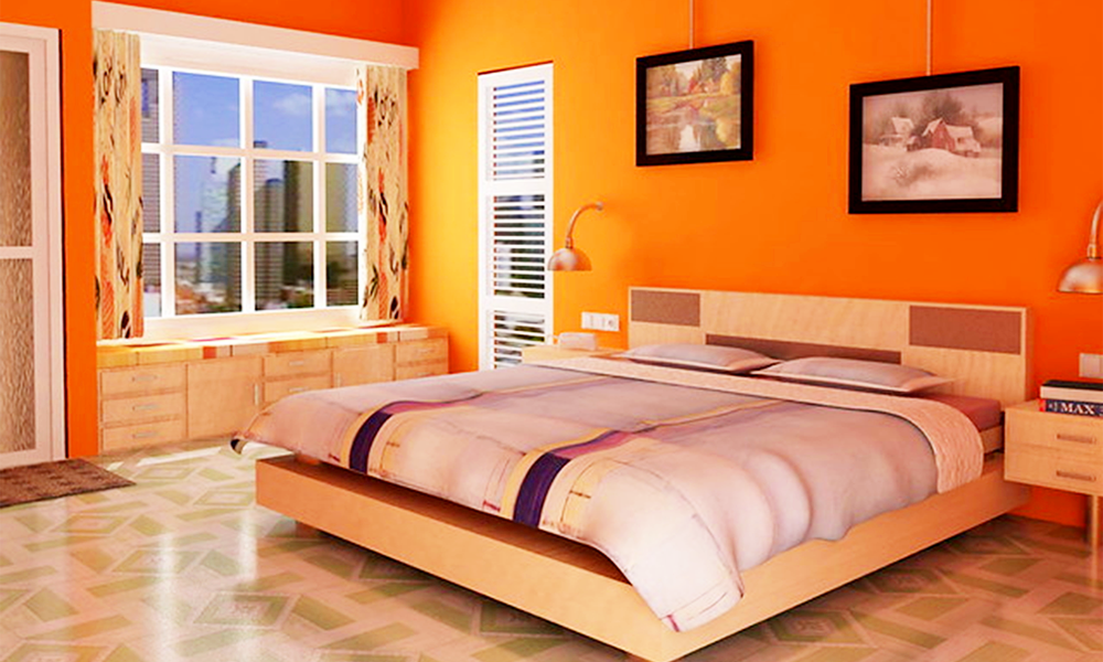 Giường ngủ tông màu cam nhạt