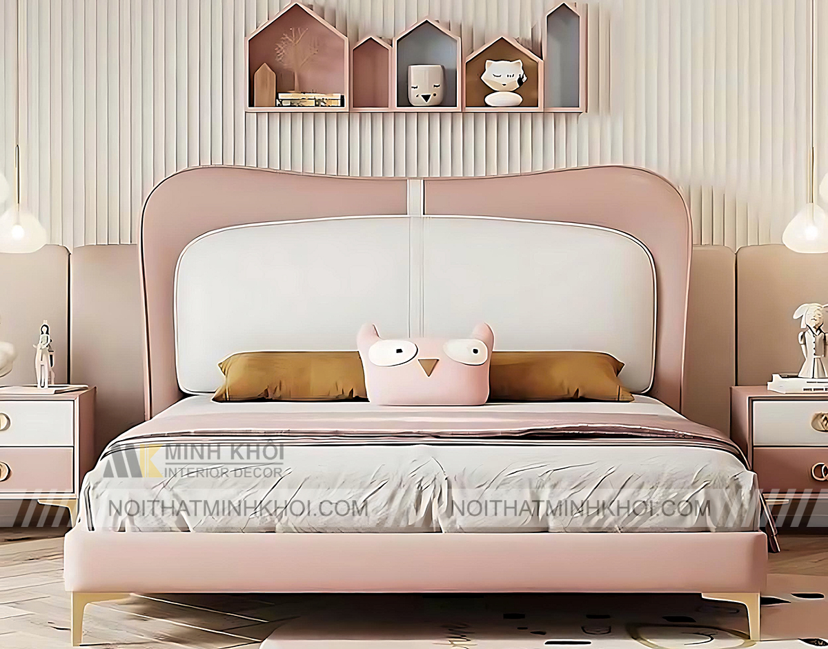 Giường Ngủ Màu Hồng Cho Phòng Ngủ Của Bé Gái - GTE026