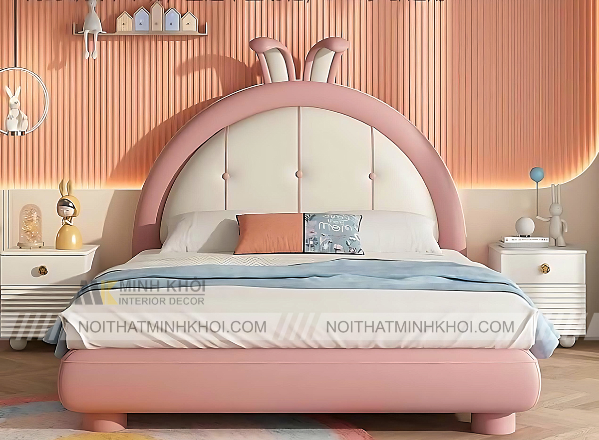 Giường Ngủ Màu Hồng Đáng Yêu Cho Bé - GTE024