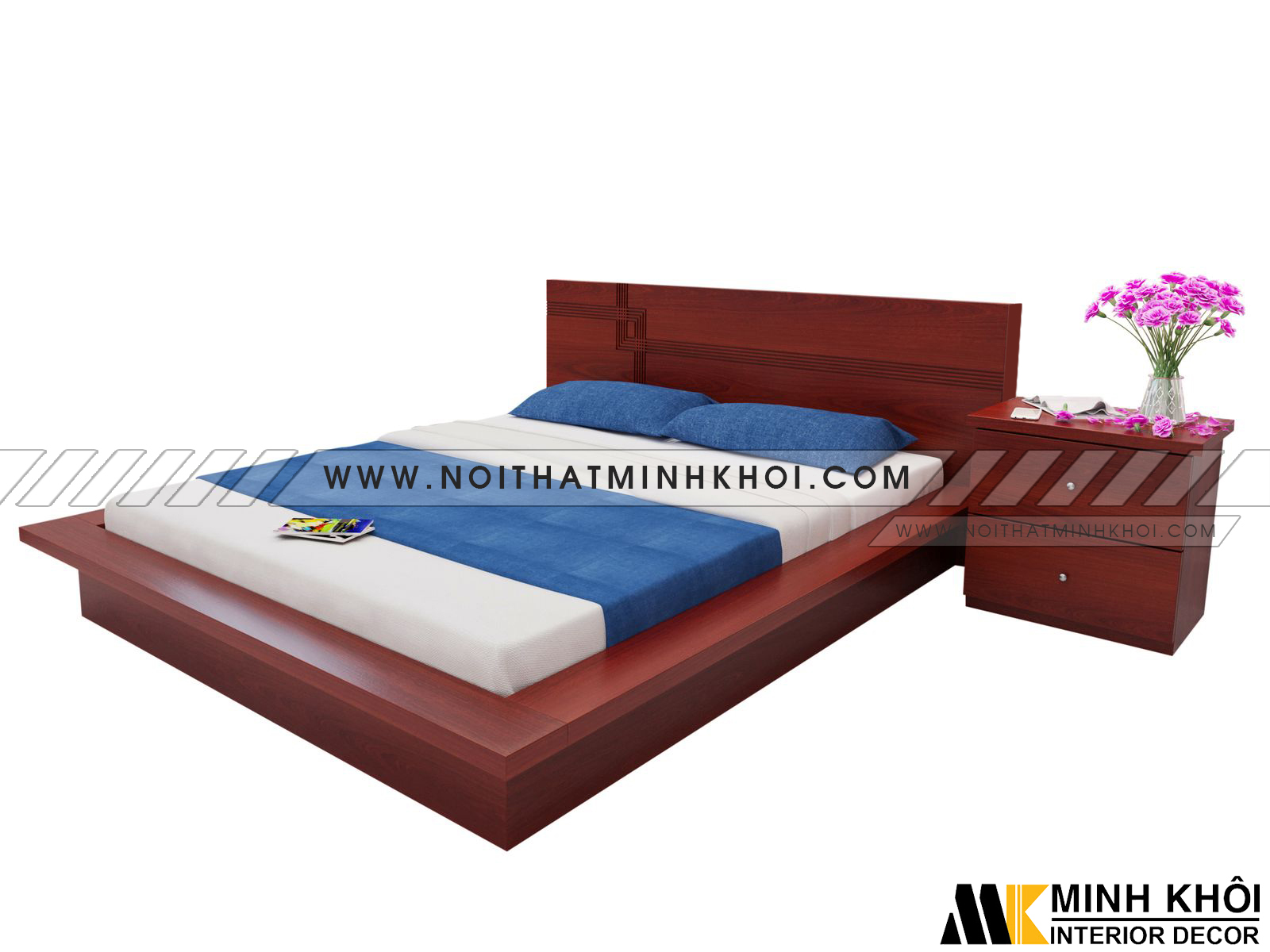 Giường Ngủ Kiểu Nhật Thiết Kế Đẹp Gỗ MDF - GN903