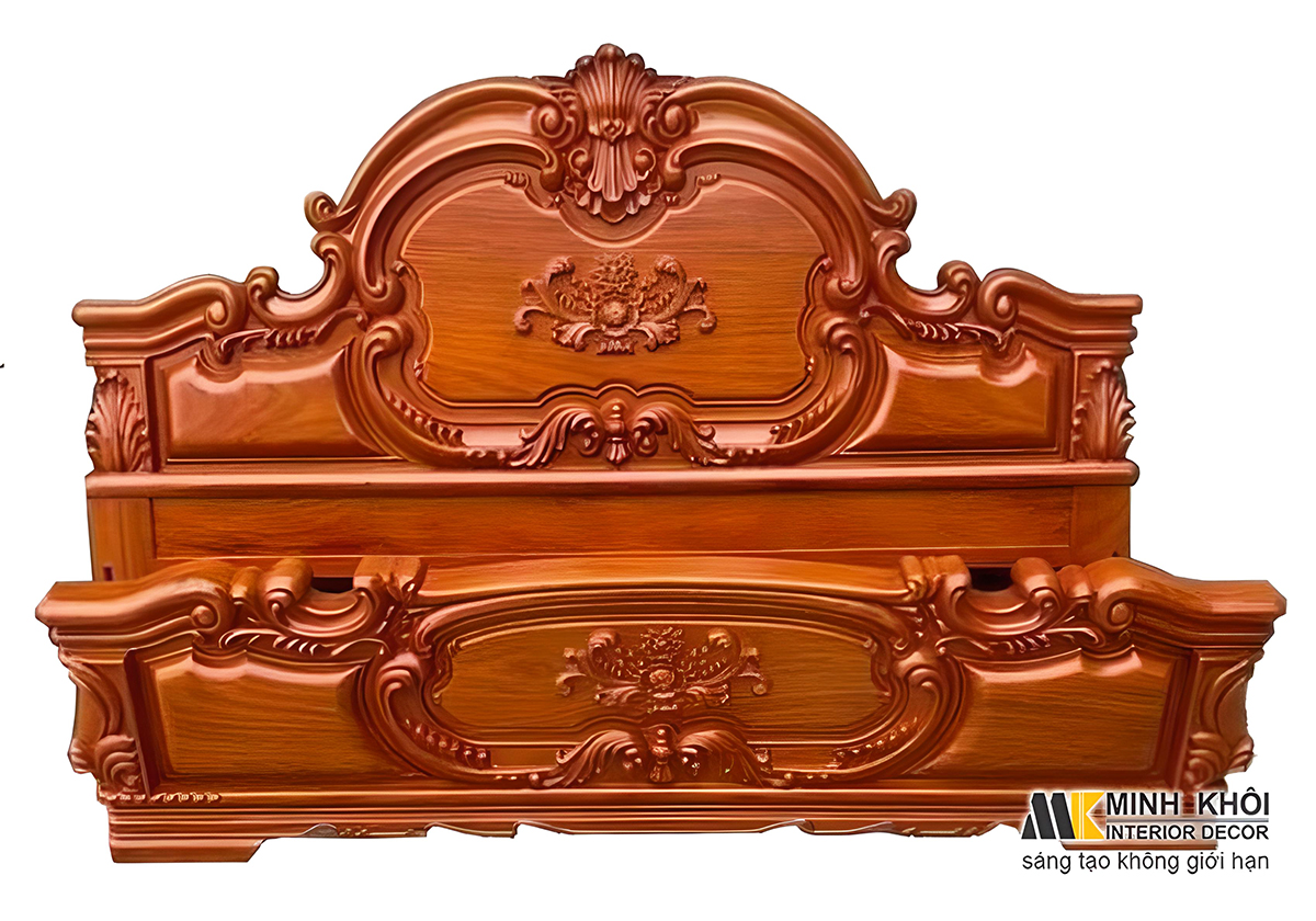 Giường Ngủ Gõ Đỏ Cao Cấp Tân Cổ Điển 1m8 - GN437