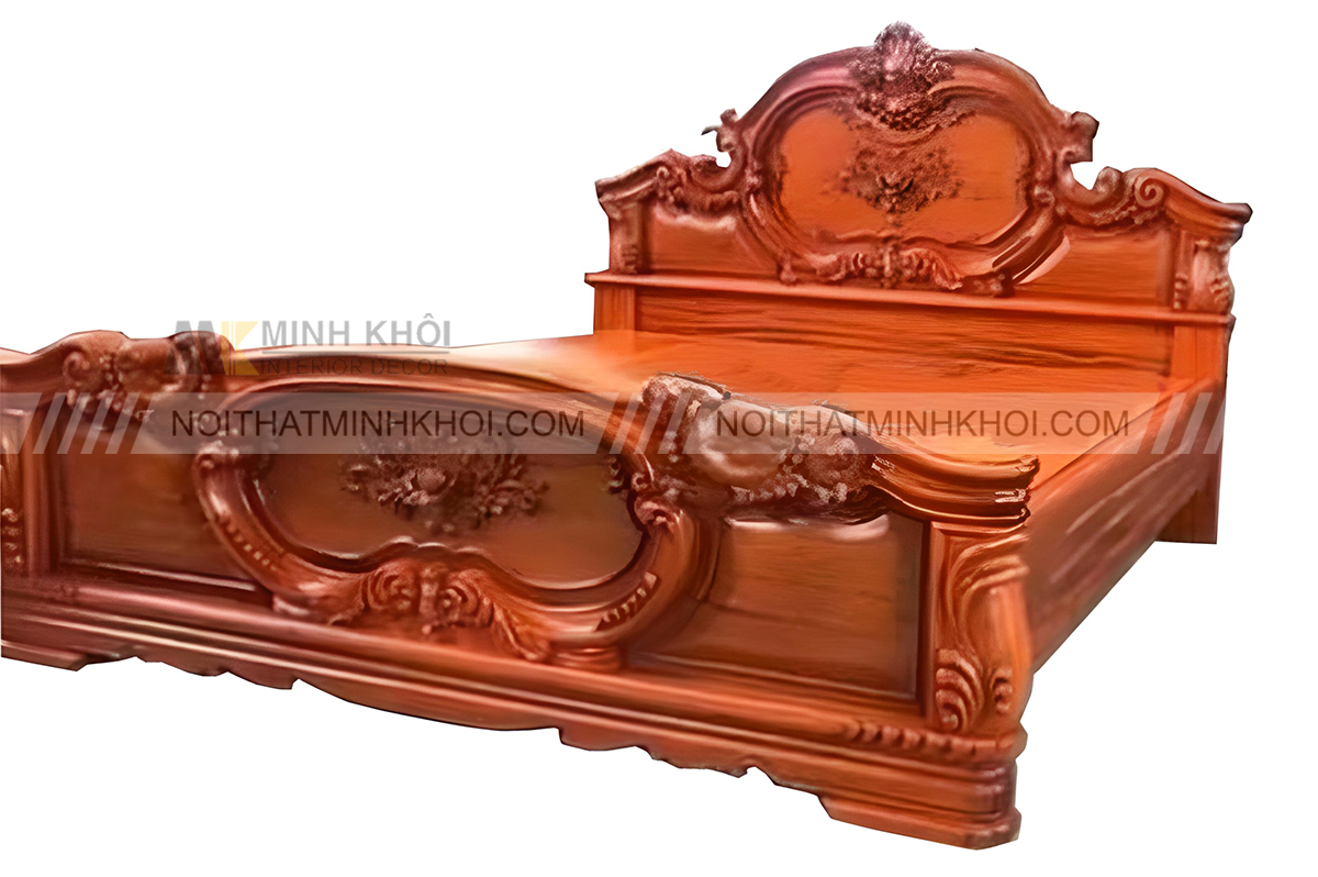Giường Ngủ Gõ Đỏ Cao Cấp Tân Cổ Điển 1m8 - GN437