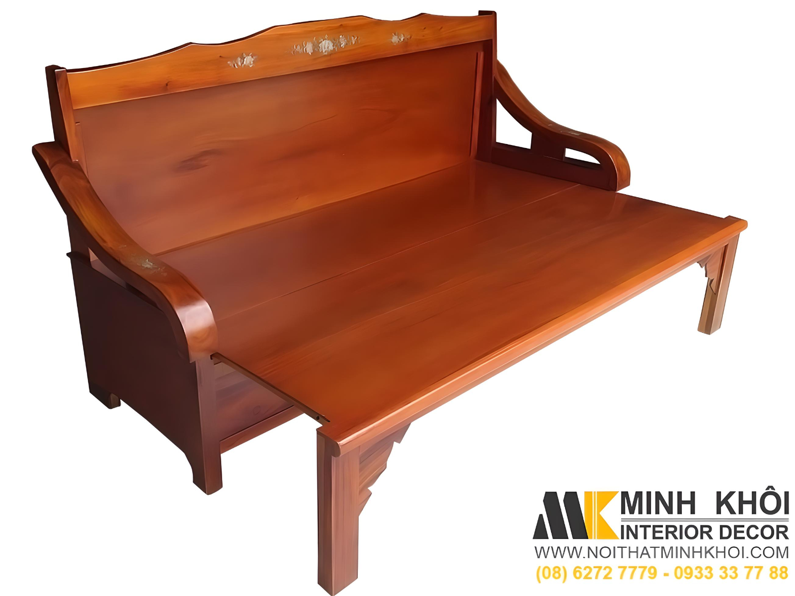 Trường Kỷ Kéo Thành Giường Ngủ Gỗ Xoan Đào 1m8 x 1m12