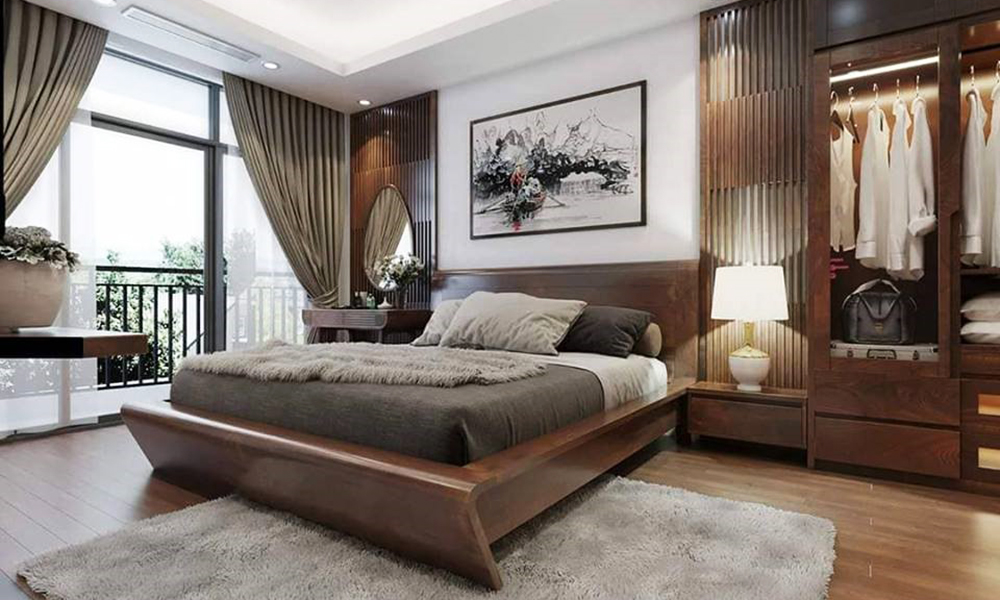 Giường ngủ kiểu Nhật gỗ sồi