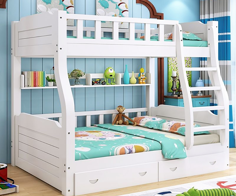 Giường tầng cho bé trai kiểu đơn giản có ngăn kéo