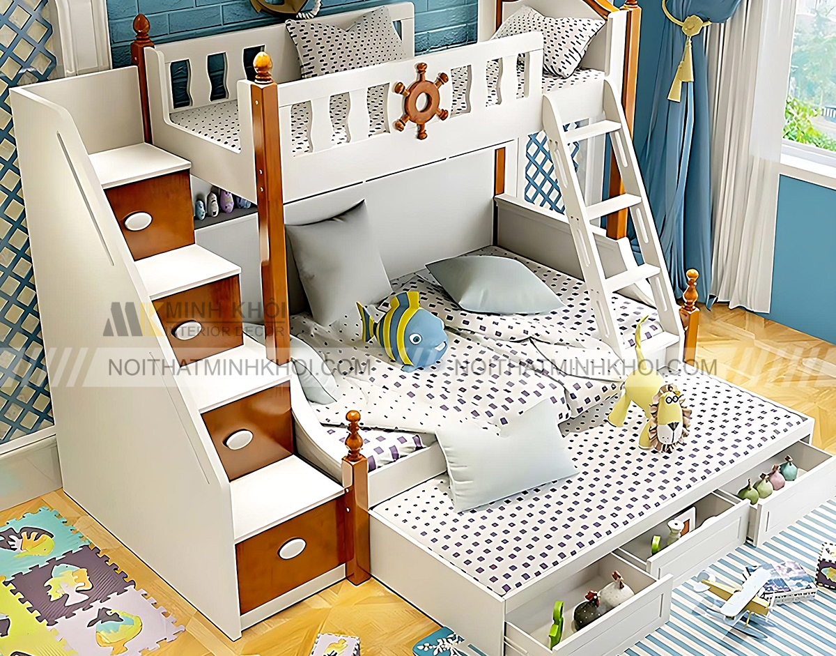 Giường tầng cho bé trai kiểu tàu thủy thủ