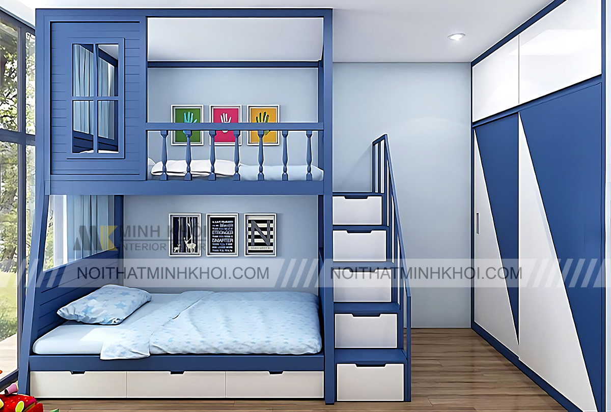 Giường tầng cho bé trai thiết kế đơn giản
