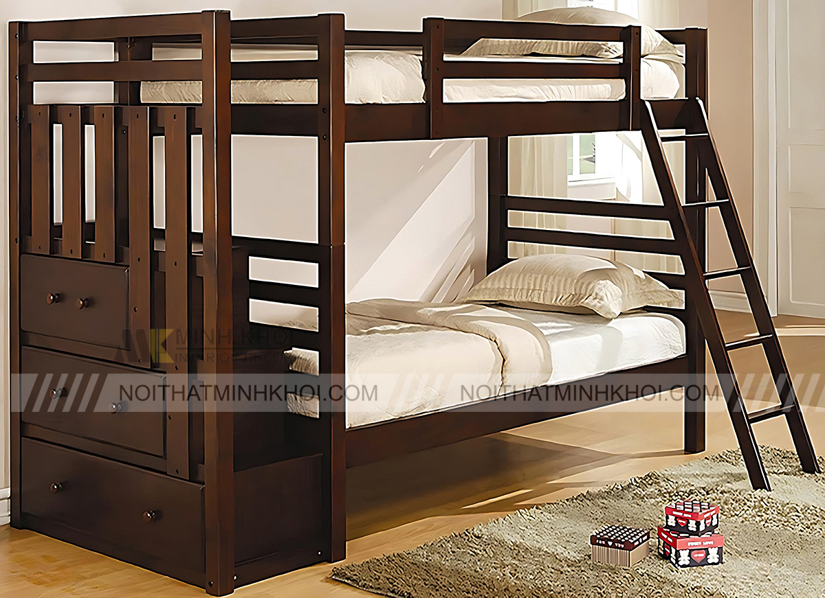 Giường tầng cho người lớn làm từ gỗ sang trọng bắt mắt