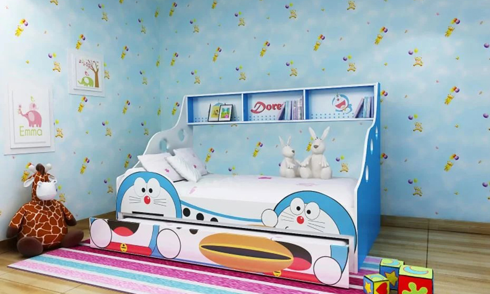 Giường tầng doremon kết hợp giường kéo và kệ sách