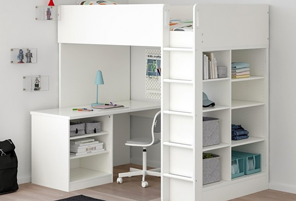 Giường tầng kết hợp bàn học và tủ quần áo đơn giản