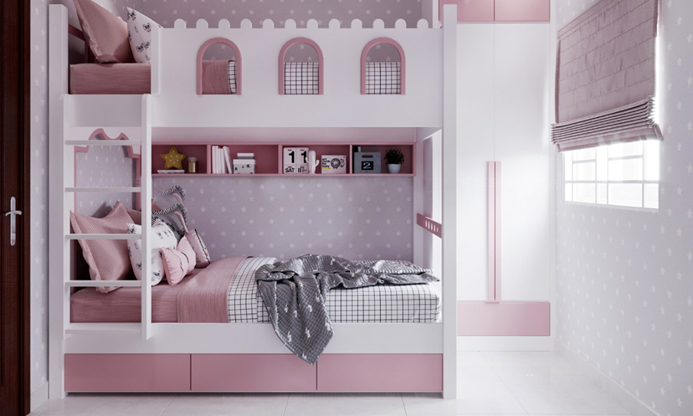 TOP Mẫu giường tầng màu hồng đẹp cho bé gái?