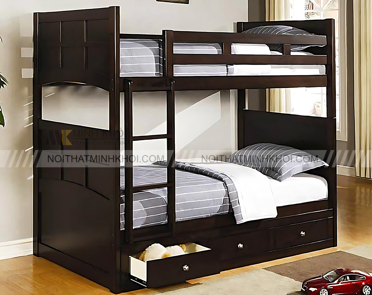 Giường tầng người lớn màu nâu đen sang trọng