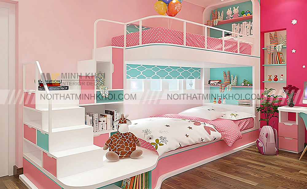 Giường tầng thông minh cho bé gái