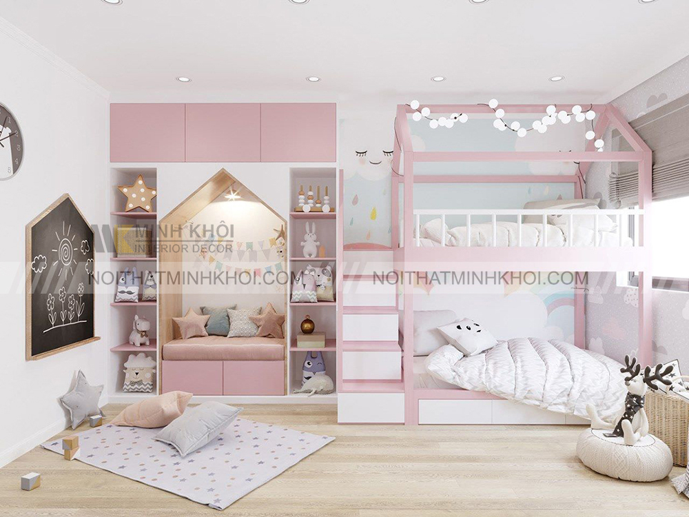 Giường tầng thông minh cho bé gái