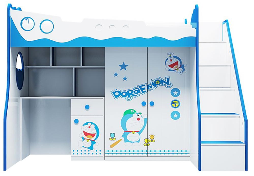 iường 2 tầng kèm bàn học, tủ quần áo in hình doremon
