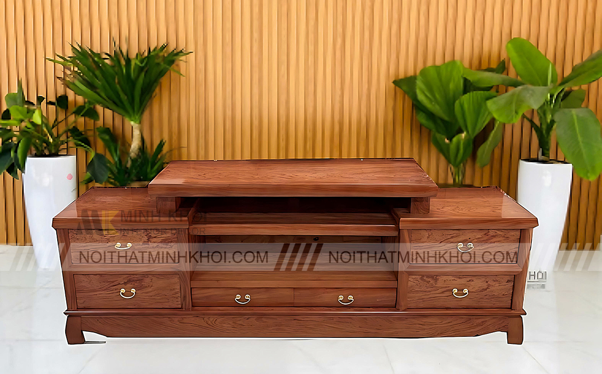 Kệ tivi gỗ hương đá mâm cao - KTV913