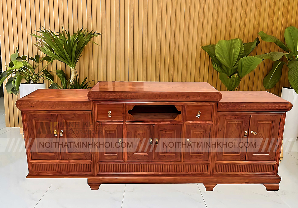 Kệ để tivi gỗ hương đá 2m4 - KTV919