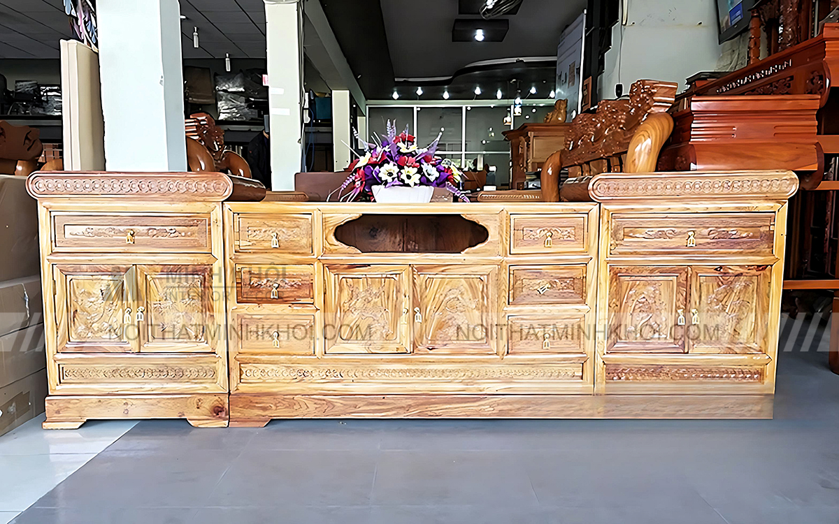 Kệ Đựng Tivi Gỗ Hương Đá Cao Cấp - KTV226