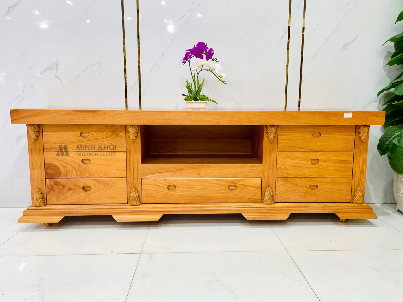 Kệ Tivi Đẹp Cao Cấp Gõ Đỏ Nguyên Tấm - KTV876