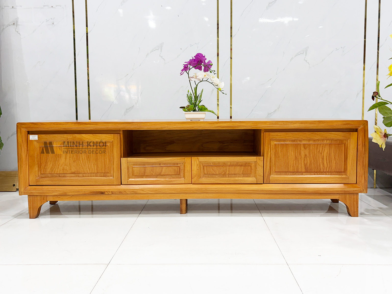 Kệ Tivi Phòng Khách Gỗ Gõ Đỏ Hiện Đại 4 Hộc - KTV954