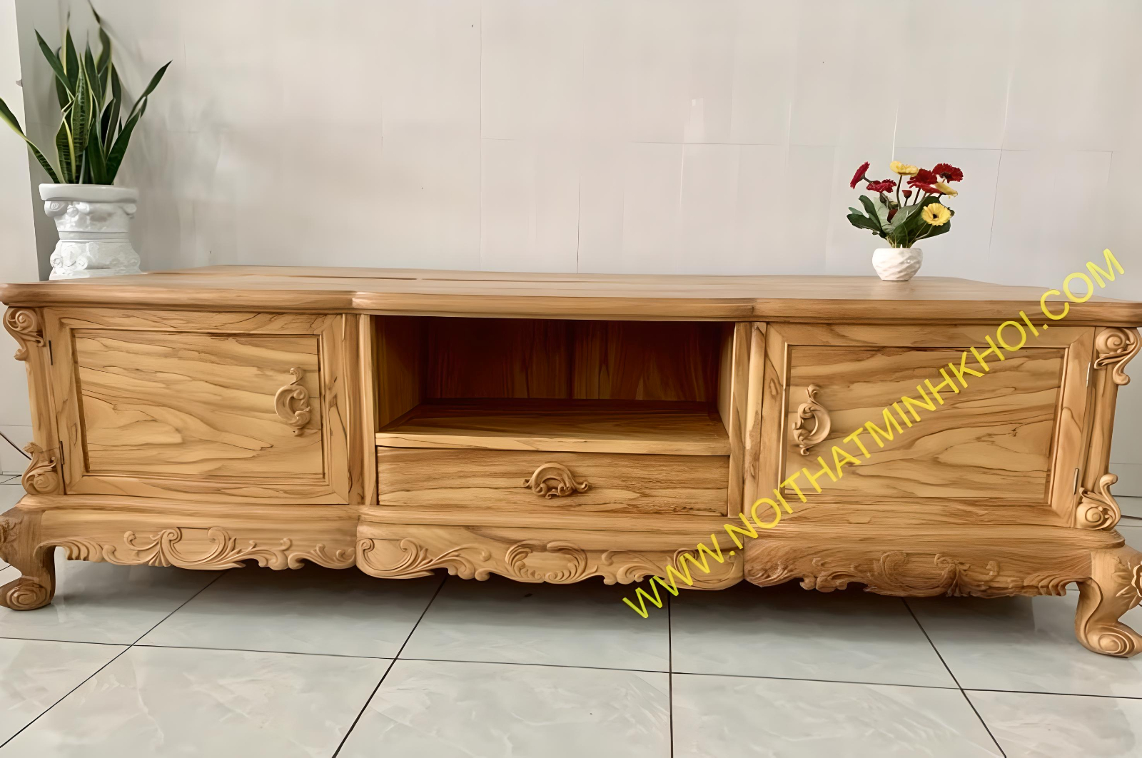 Kệ Tivi Đẹp Gỗ Gõ Đỏ Mẫu Mới Đẹp - KTV901