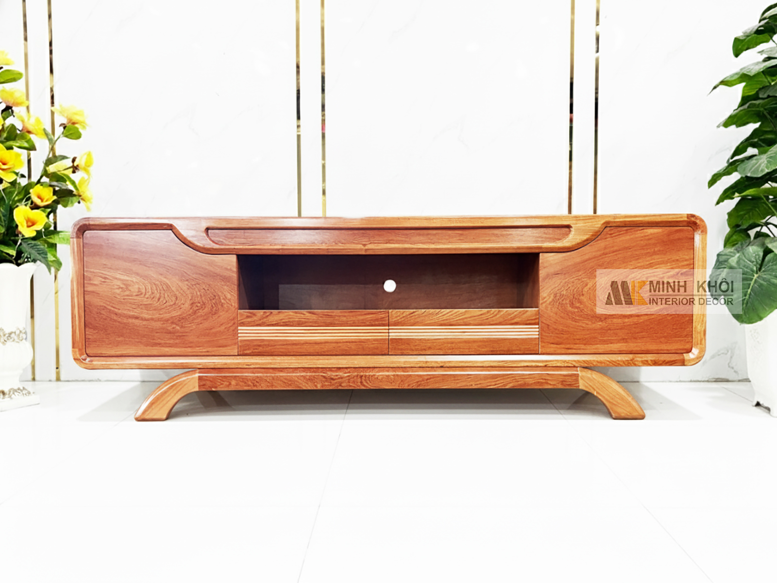 Kệ Tivi Gỗ Hương Đá Chân Chéo Hiện Đại - KTV825