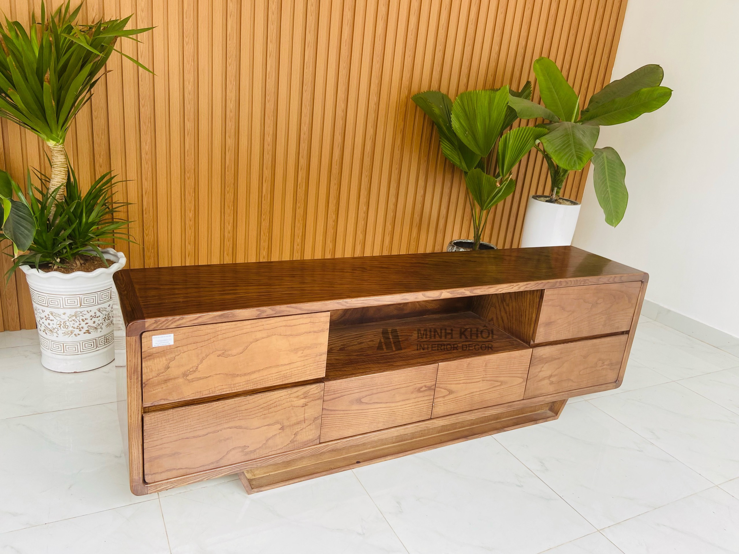 Kệ tivi gỗ sồi màu óc chó 2m - KTV923