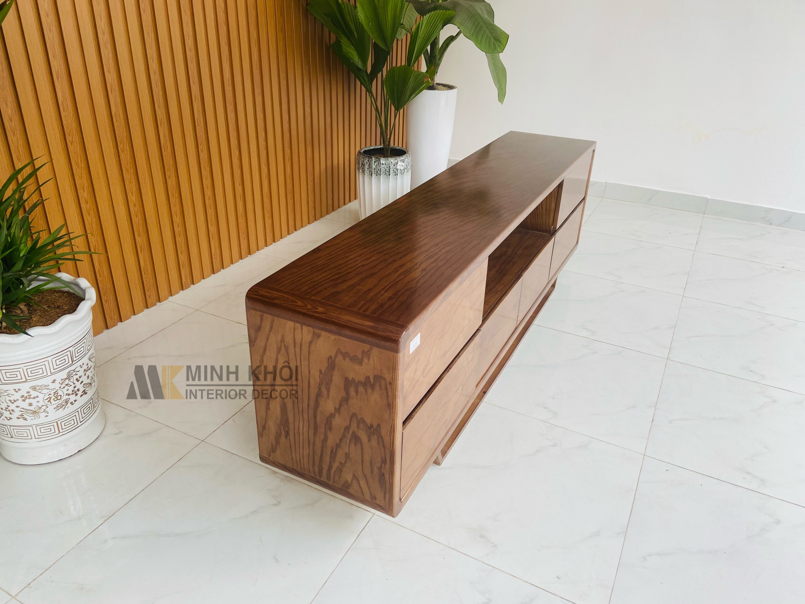 Kệ tivi gỗ sồi màu óc chó 2m - KTV923