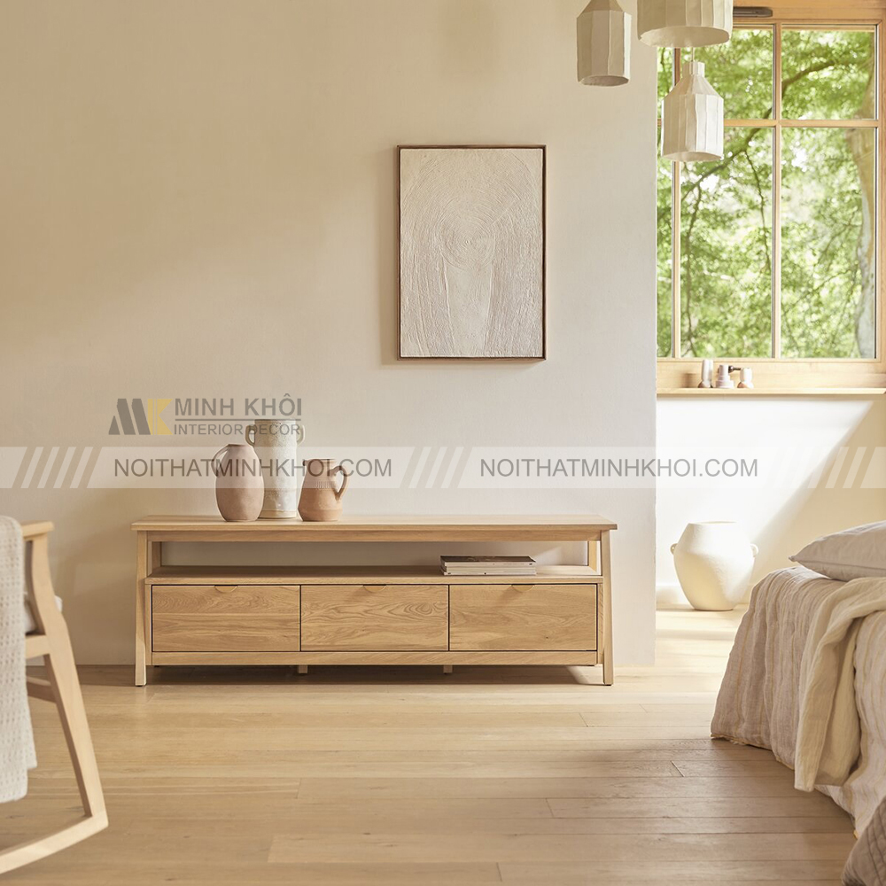 Kệ tivi gỗ sồi đặt phòng ngủ