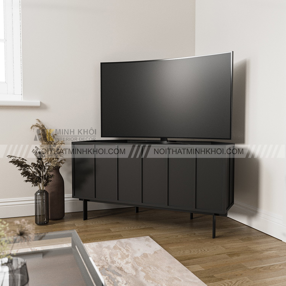 Kệ tivi góc tường màu đen ấn tượng