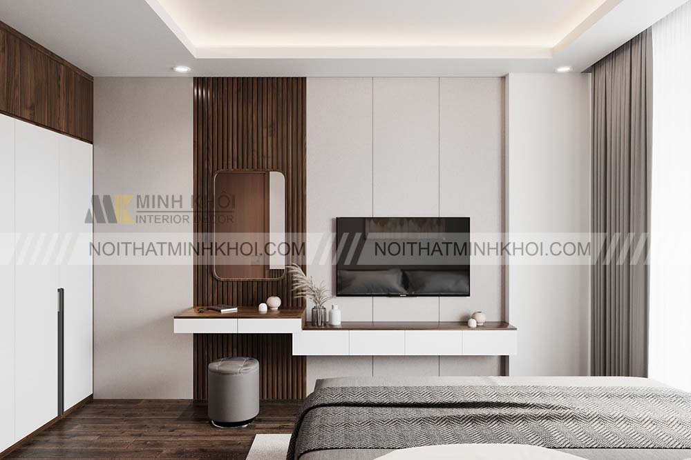 Kệ tivi kết hợp bàn trang điểm có ngăn tủ âm