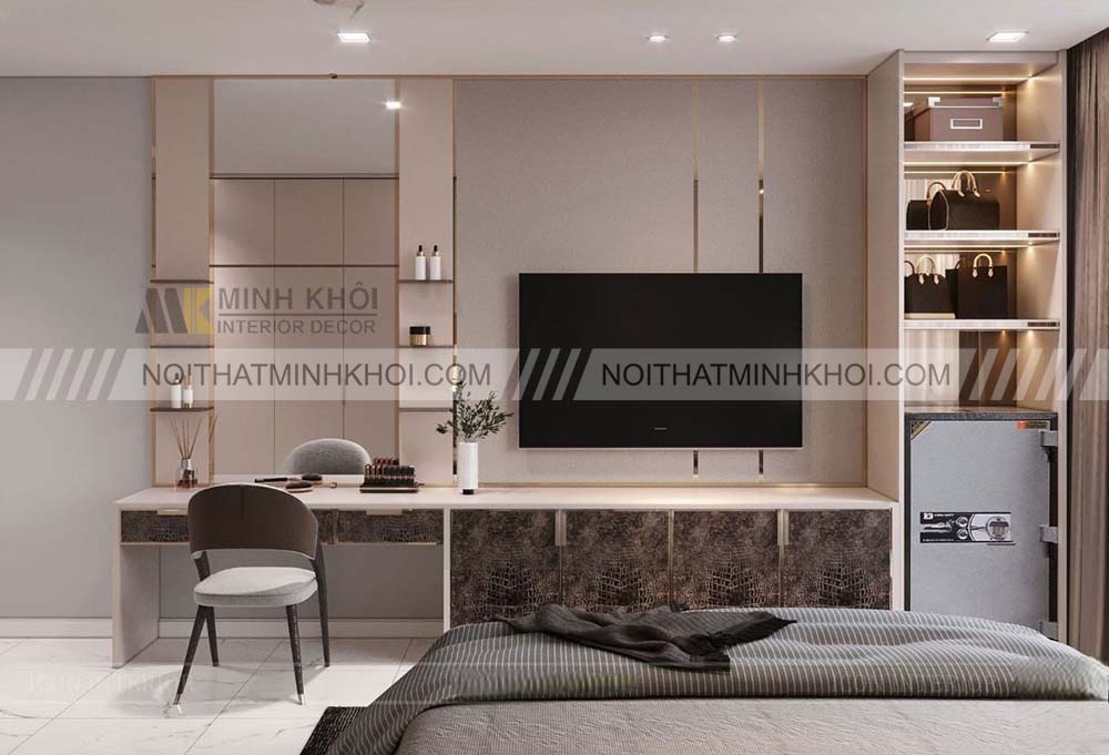 Kệ tivi kết hợp bàn trang điểm đa năng